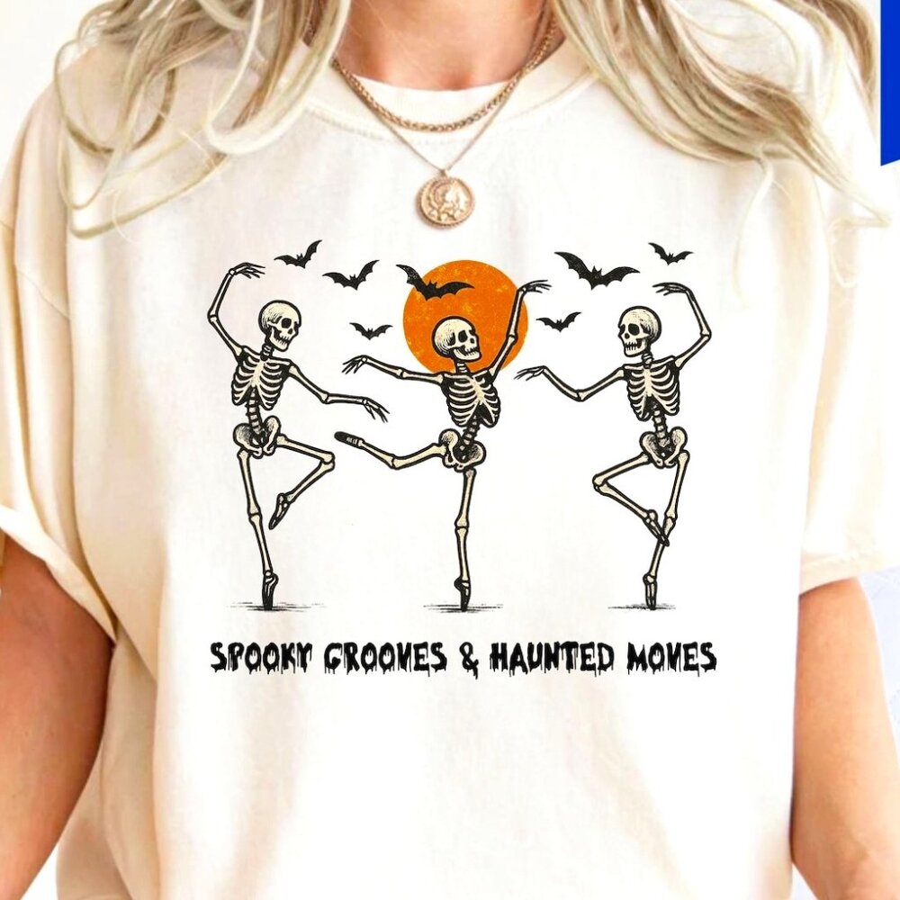Dancing Skeleton Shirt, Halloween Party Tee - Picture 1 of 3